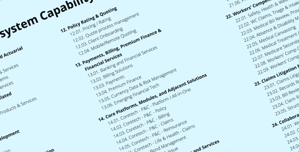 Mapping the P&amp;C Coretech Ecosystem: 177 Capabilities that Shape Ecosystem Coverage and Fit