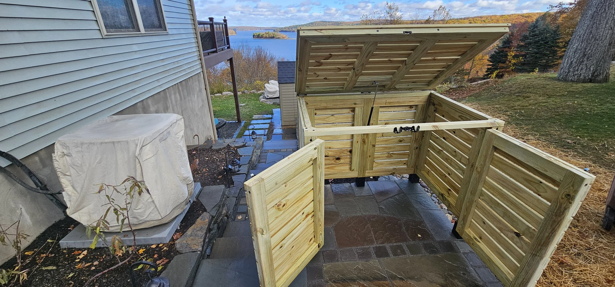 Garbage can storage shed