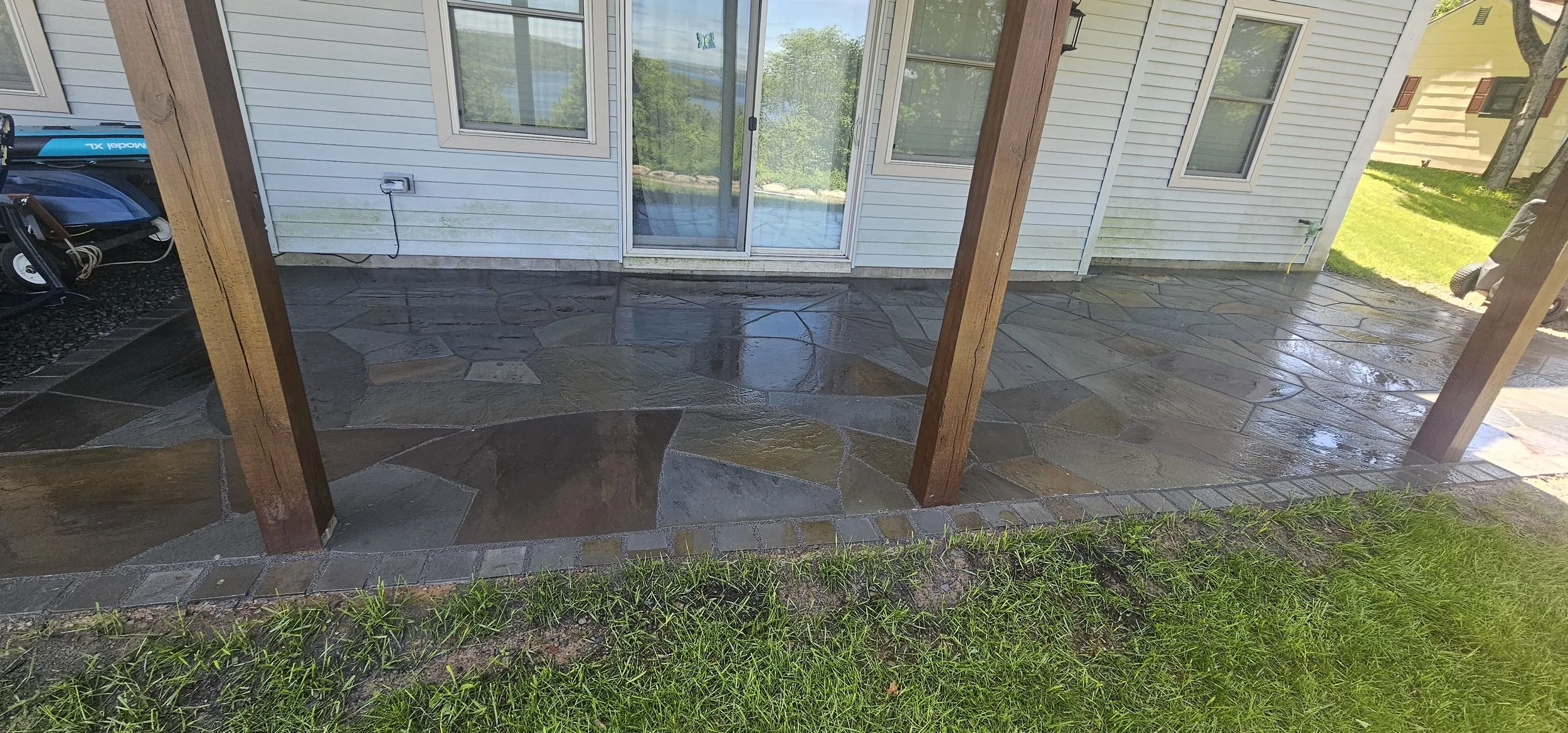 Seamless Patio extension, Matching installation from 3 years earlier.