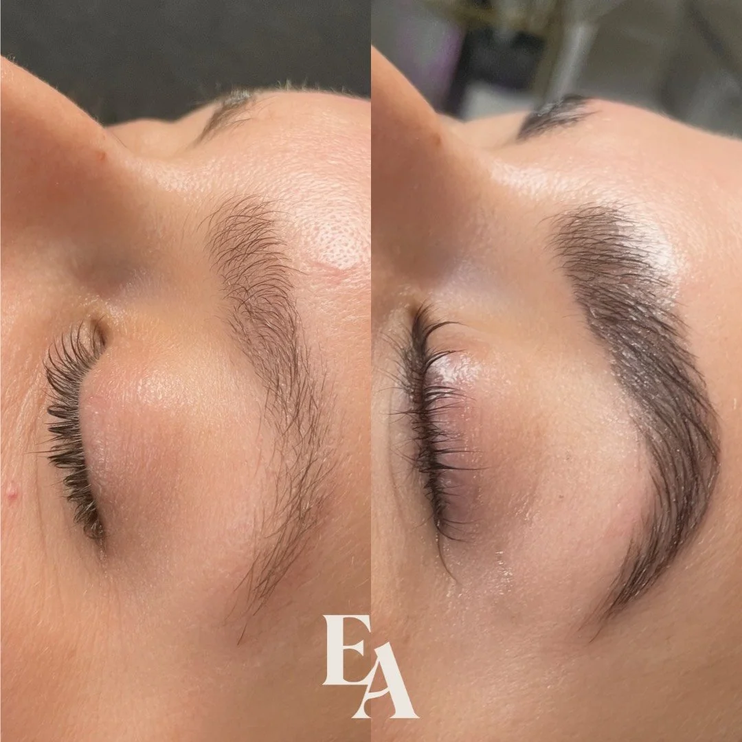 Before and after image of microblading on eyebrows