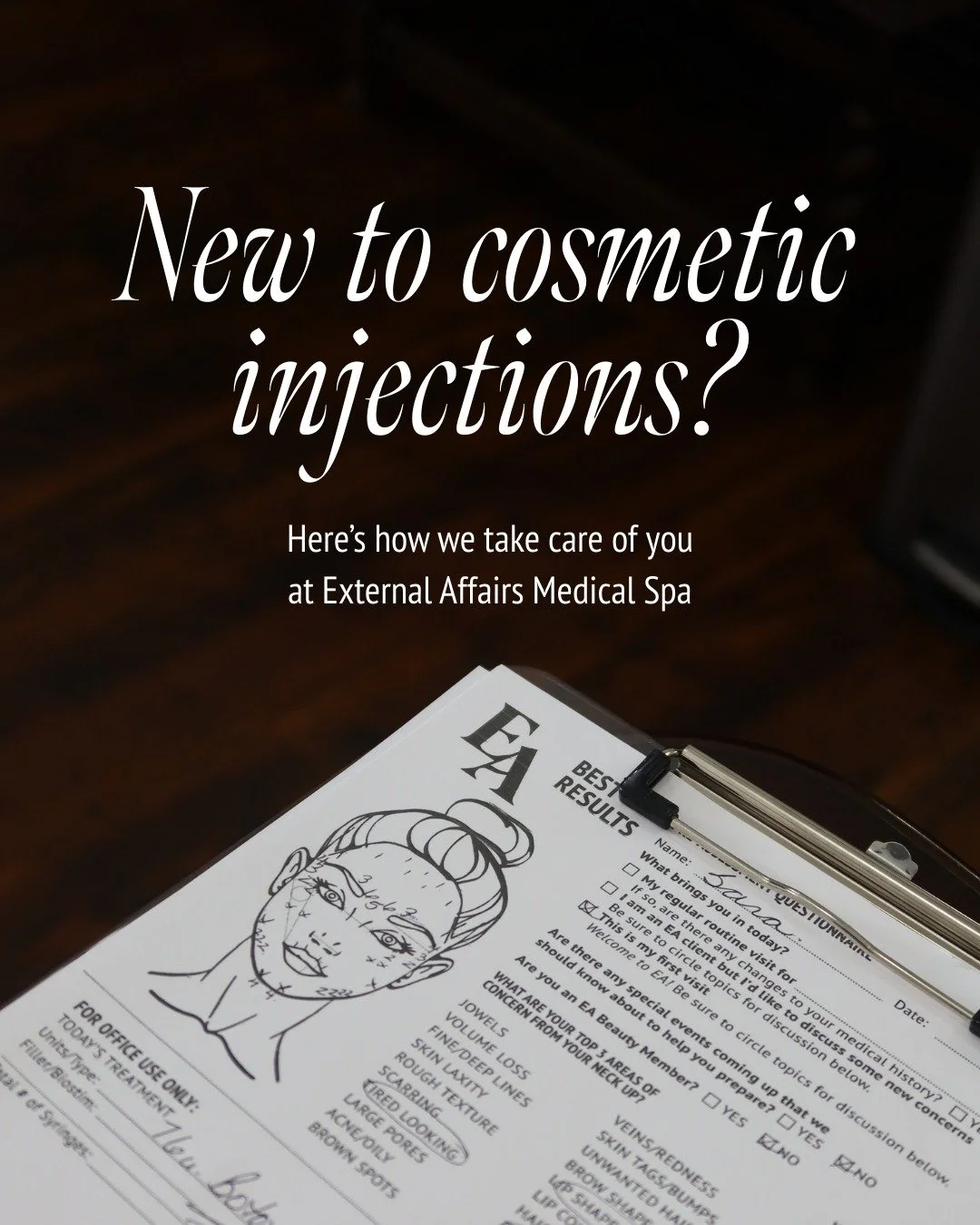 Thinking about cosmetic injections but not sure what actually happens at your appointment? We get it.

At External Affairs, every visit is designed to feel calm, informed, and personalized. Here&rsquo;s how it works:

1️⃣ A consultation with one of o