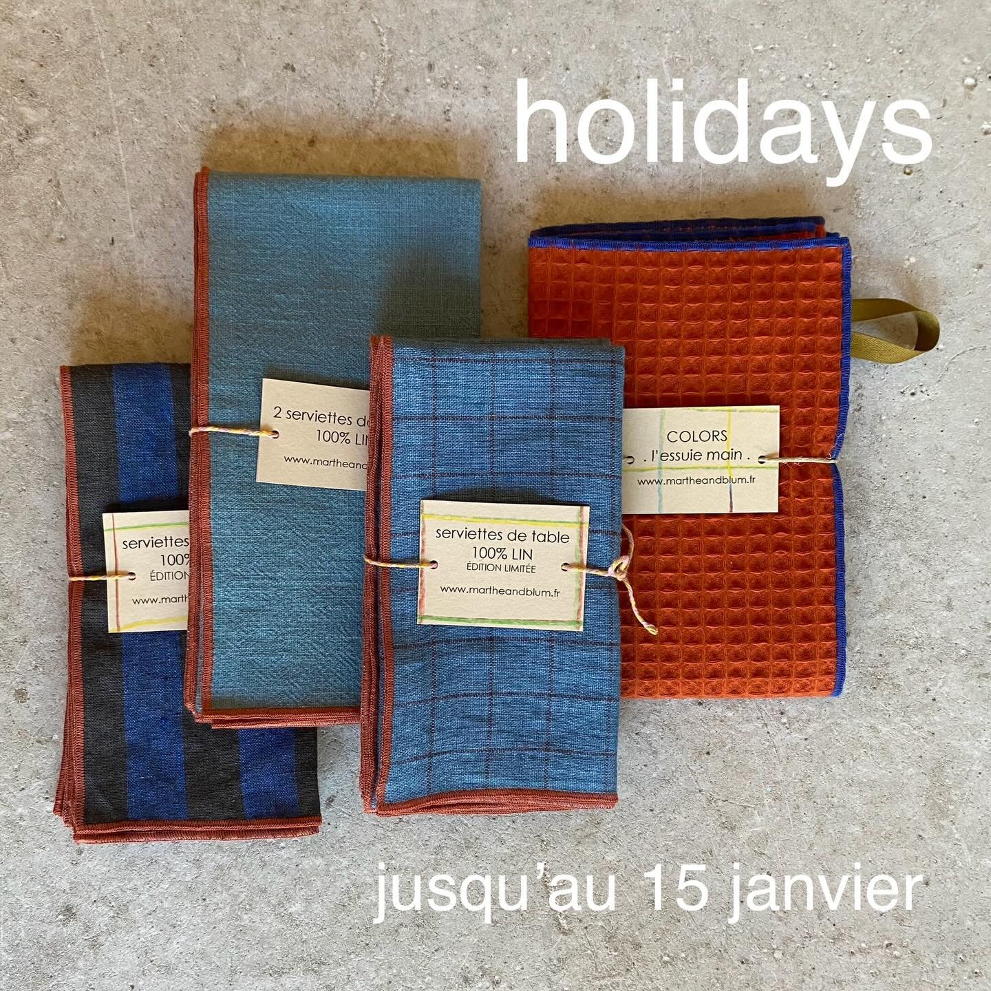 &Ccedil;a y est les vacances bien m&eacute;rit&eacute;es arrivent &agrave; tr&egrave;s grands pas, plus que 24h et je suis off off off 🤪 

En vacances jusqu&rsquo;au 15 janvier et je serais de retour &agrave; l&rsquo;atelier le 16 janvier 🌸 

Bonne