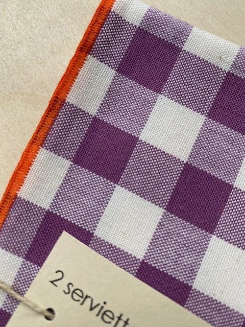 Serviettes de table coton - BIG VICHY - violet