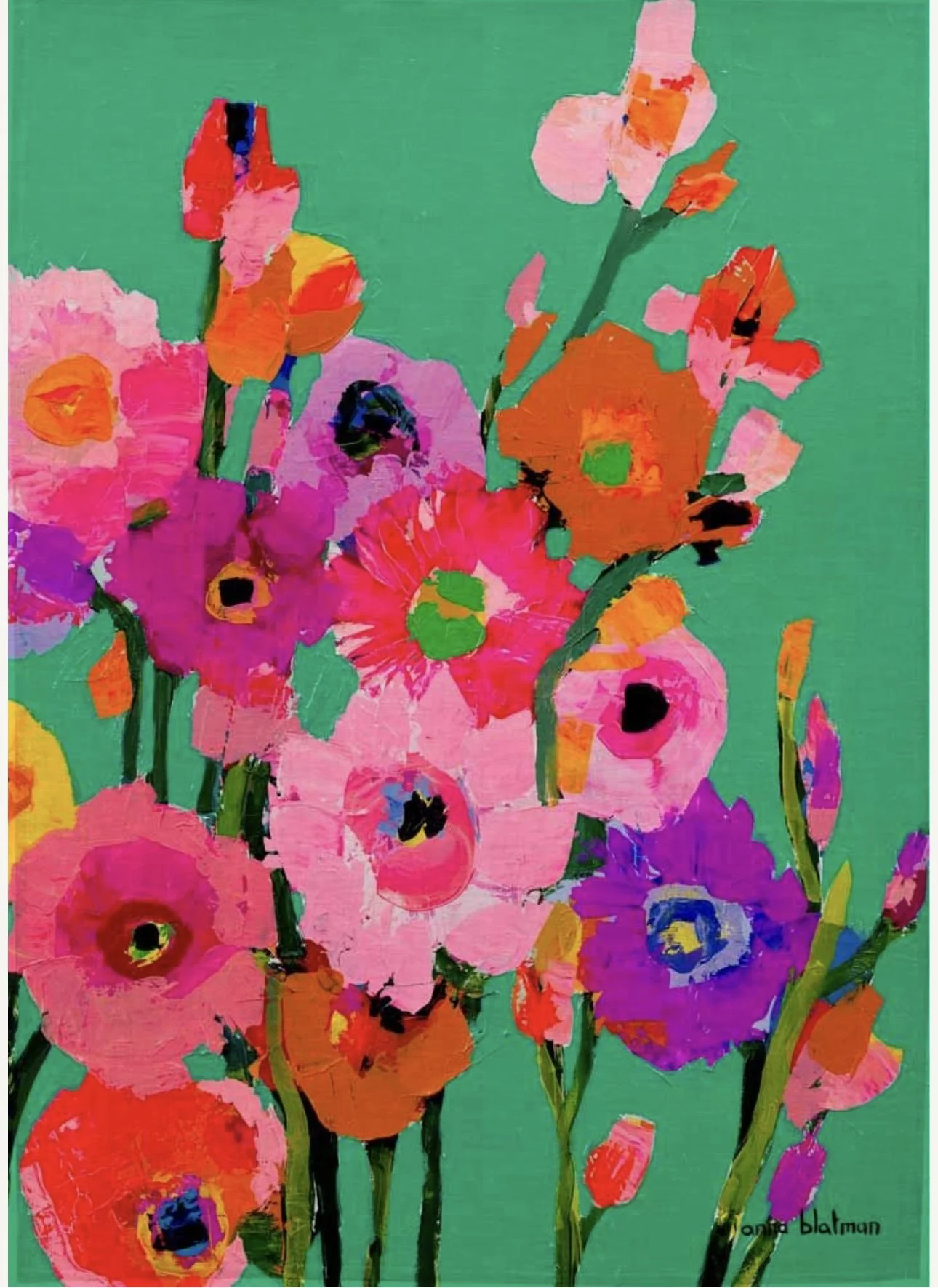 NEW  Anna Blatman Paule  Floral  Linen  Tea Towel (NOV DELIVERY)