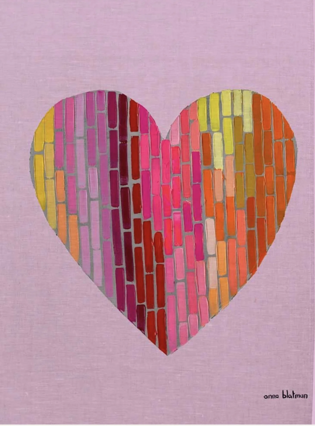 NEW Anna Blatman Heart Linen Tea Towel