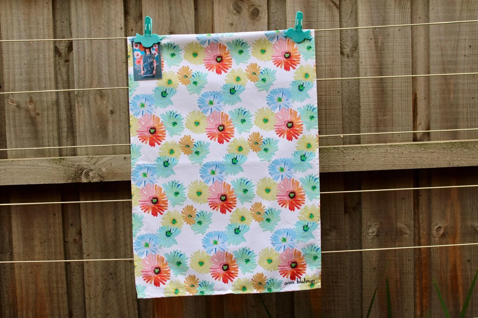 NEW  Anna Blatman  Koko   Floral  Cotton  Tea Towel