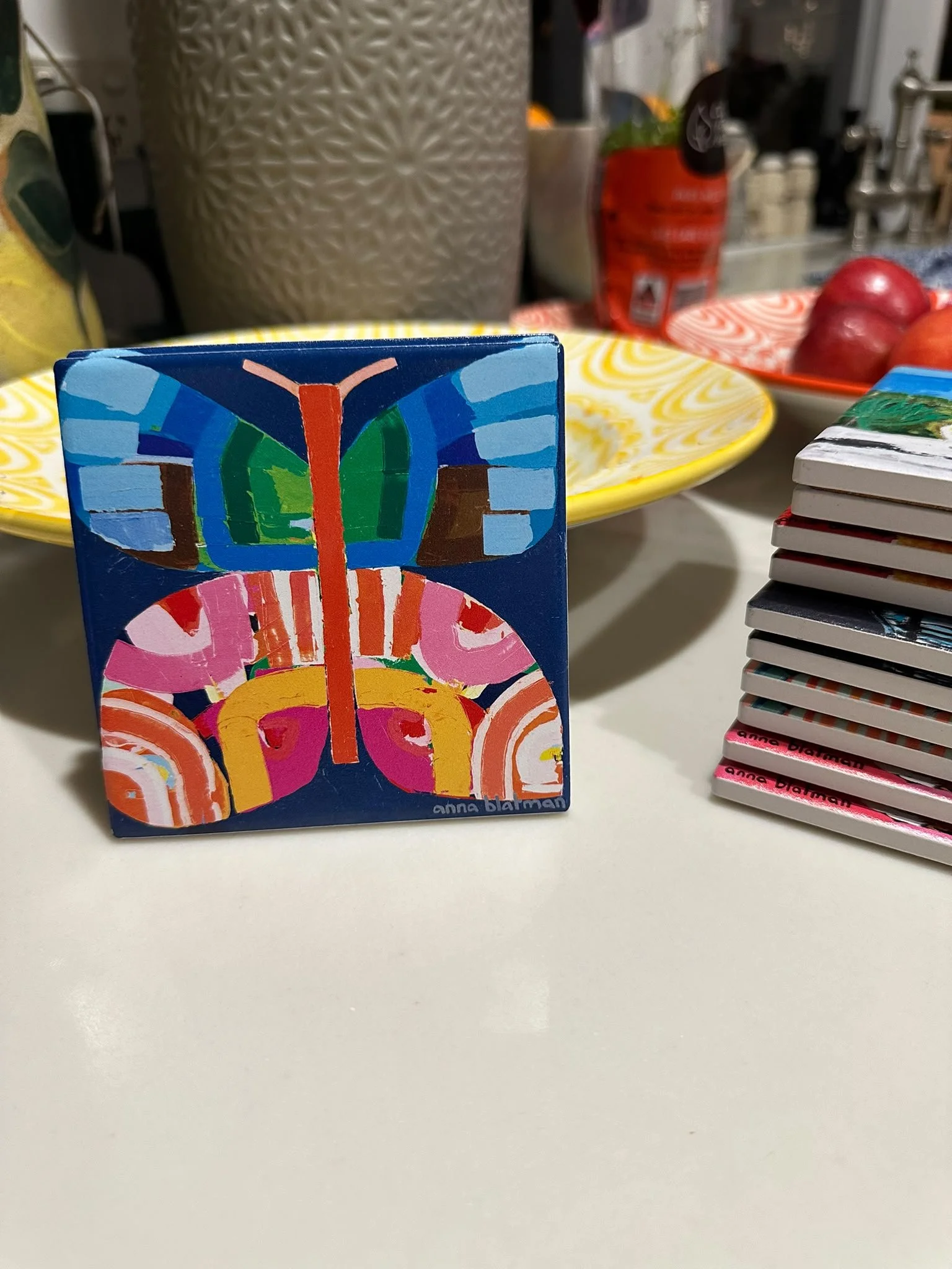 NEW irma  Butterfly  Dolomite  Set of 4 Coasters