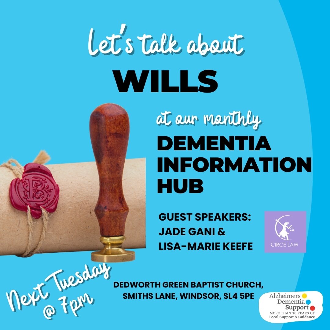 📢 Join us at our next Dementia Information Hub, on Tuesday 19th March! ✨ Jade Gani &amp; Lisa Marie Keefe from Circe Law are returning to shed some light on the importance of having a will and to share other related insights.

📍This Service takes p