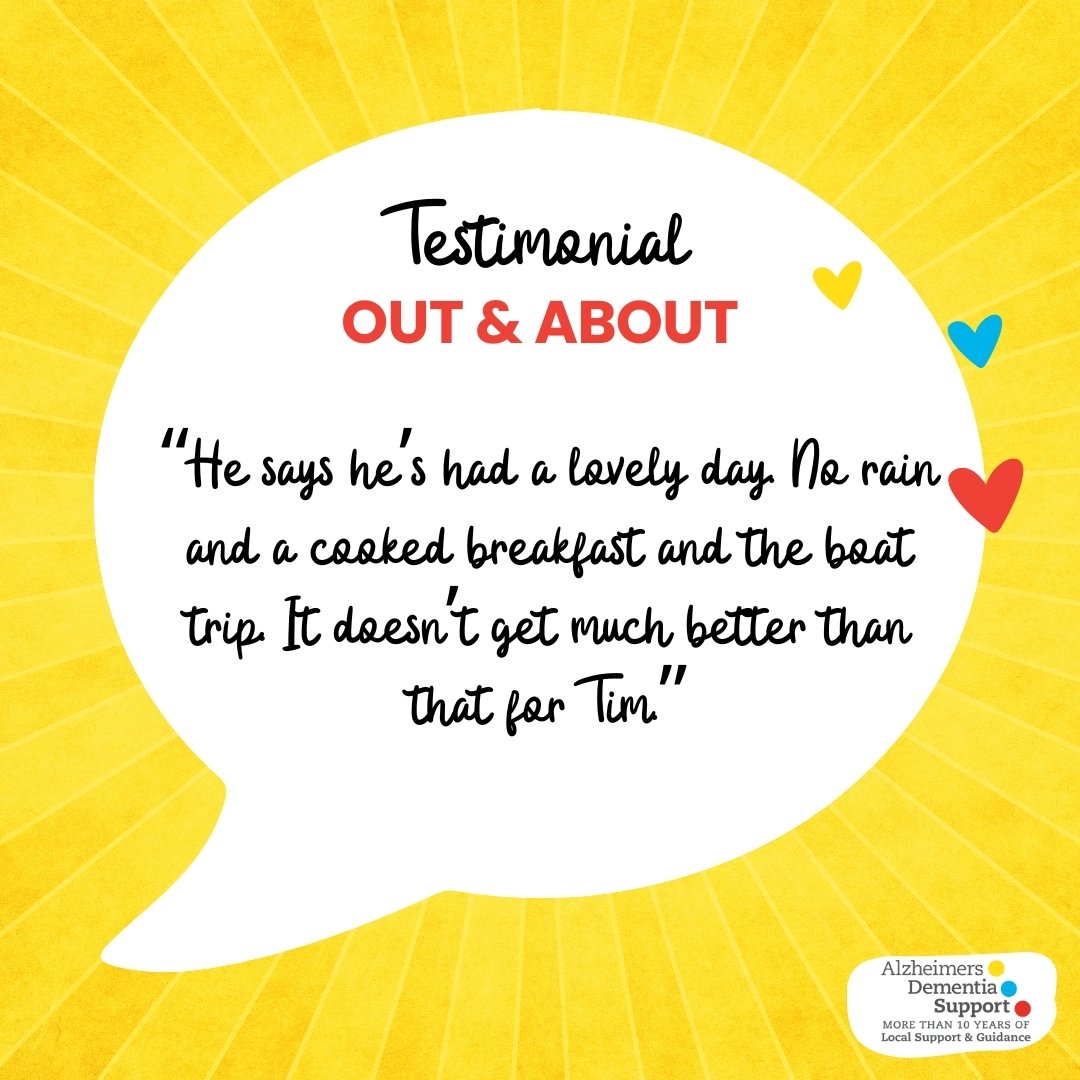 🙏 We would like to AGAIN thank Jo L., one of our beloved Members, for sending us another delightful testimonial about the invaluable support we provide to her partner, Tim who is affected by Dementia.

🏞 Our Out &amp; About Service provides invalua