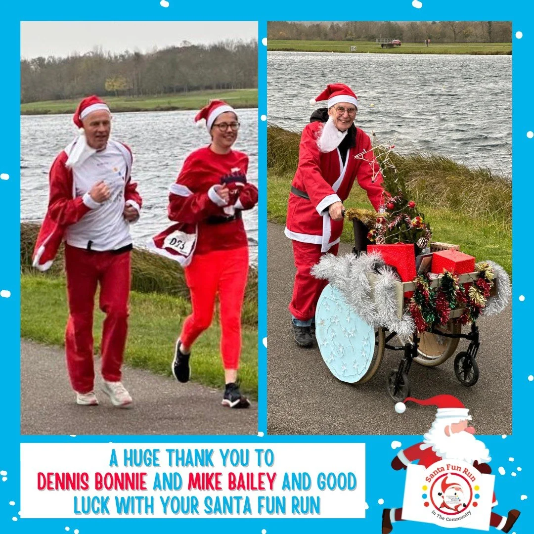 A big thank you to our Out &amp; About Volunteer Dennis Bonnie and Volunteer Mike Bailey for taking on the Santa Fun Run🎅 ✨  in the Community Challenge this Sunday, December 7th. We wish him the best of luck AND lots of fun! We will be cheering for 