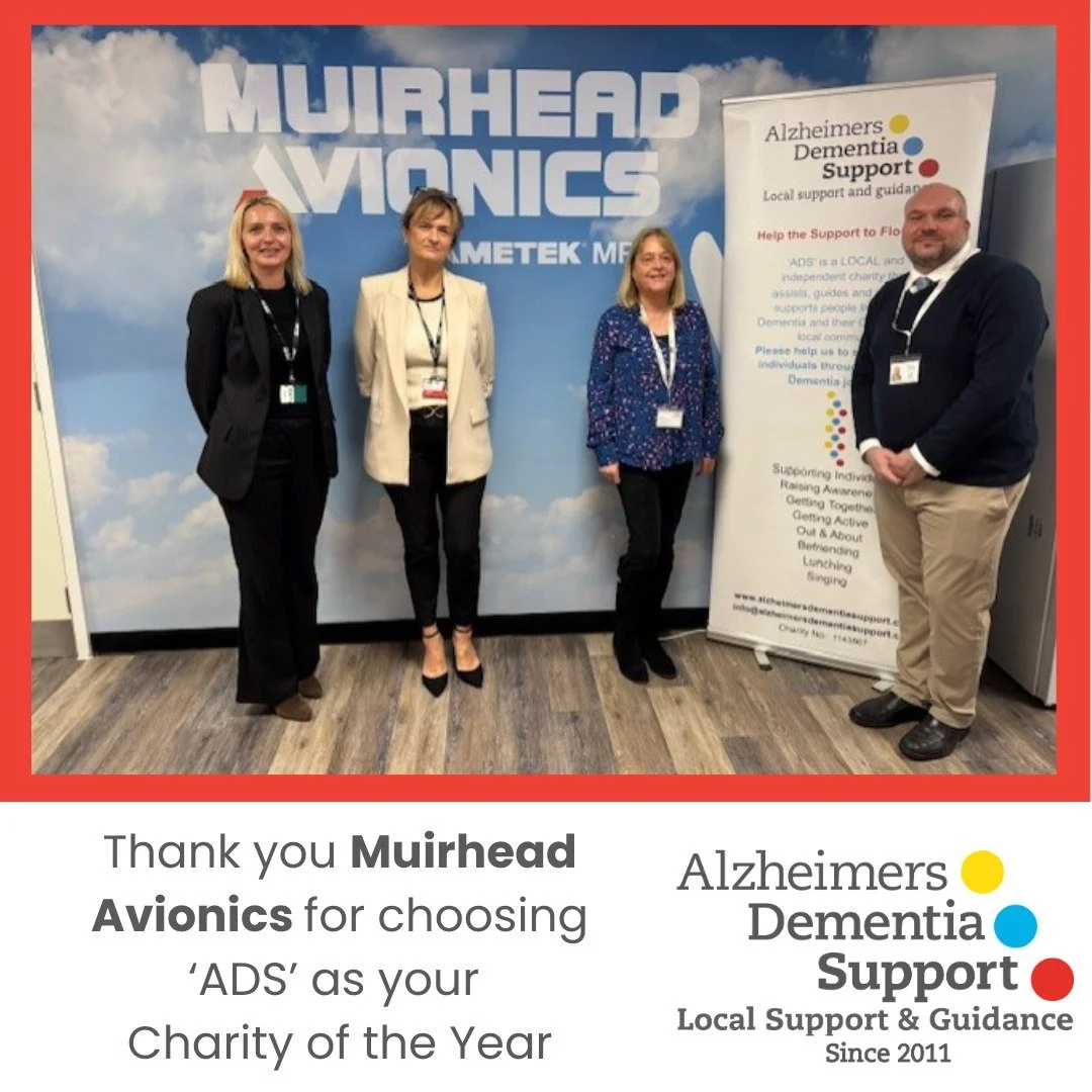 Langley based company Muirhead Avionics selected &lsquo;ADS&rsquo; Charity to be their charity of the year. Senior Dementia Advisor Terrie Hall and Fundraising Director Lee Mathers visited their offices to do a presentation about our work. Muirhead A
