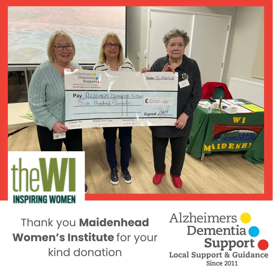 In the past year Maidenhead Women&rsquo;s Institute raised &pound;600  for &lsquo;ADS&rsquo; as their charity of the year, we were nominated by the outgoing president Katriona Sell. The cheque presentation was made by Treasurer Anne Moore, and new Pr