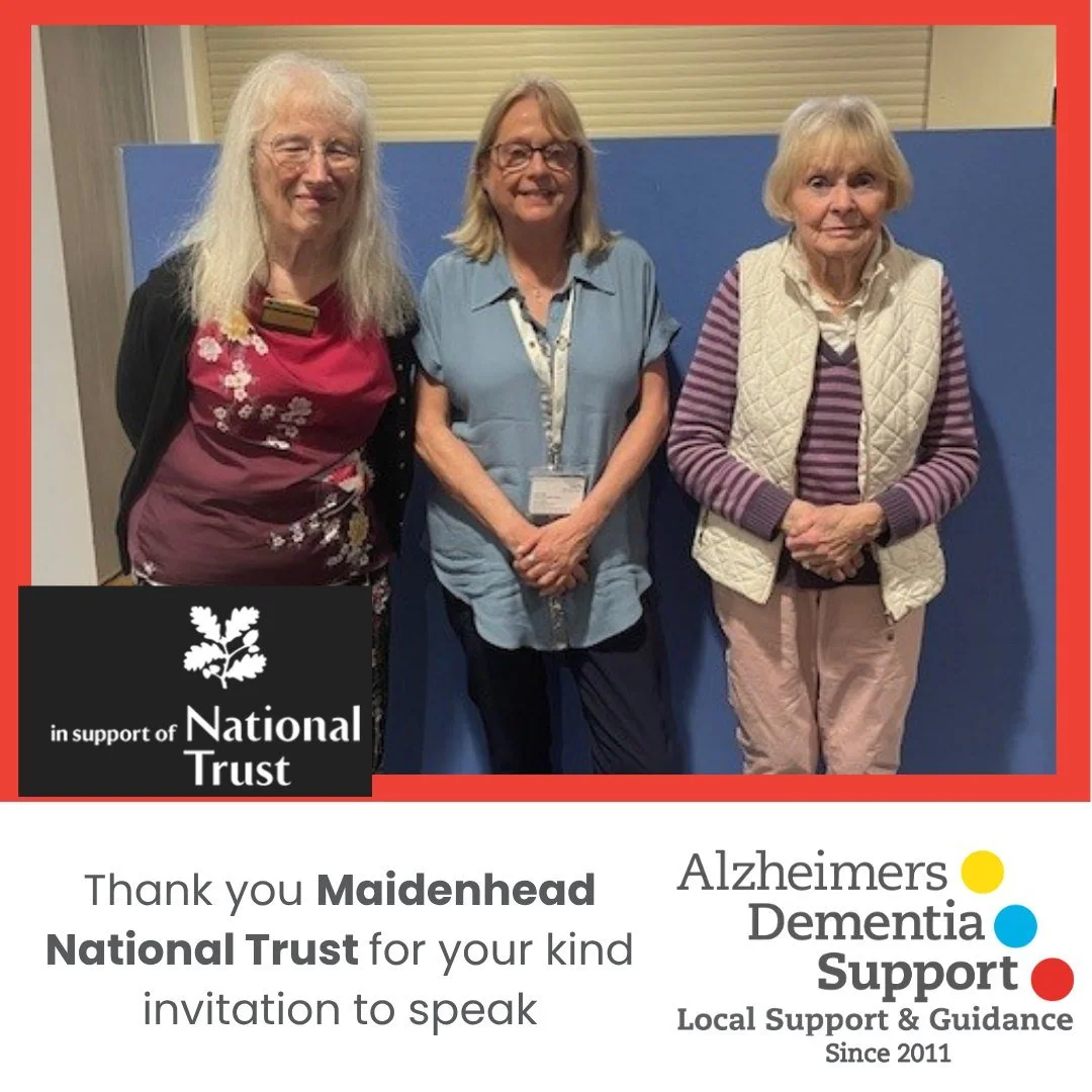 This month @Maidenhead National Trust Association invited 'ADS' Charity to speak at their meeting. Our Senior Dementia Advisor Terrie Hall talked about our work in the local community. Thank you very much for your kind invitation and the opportunity 