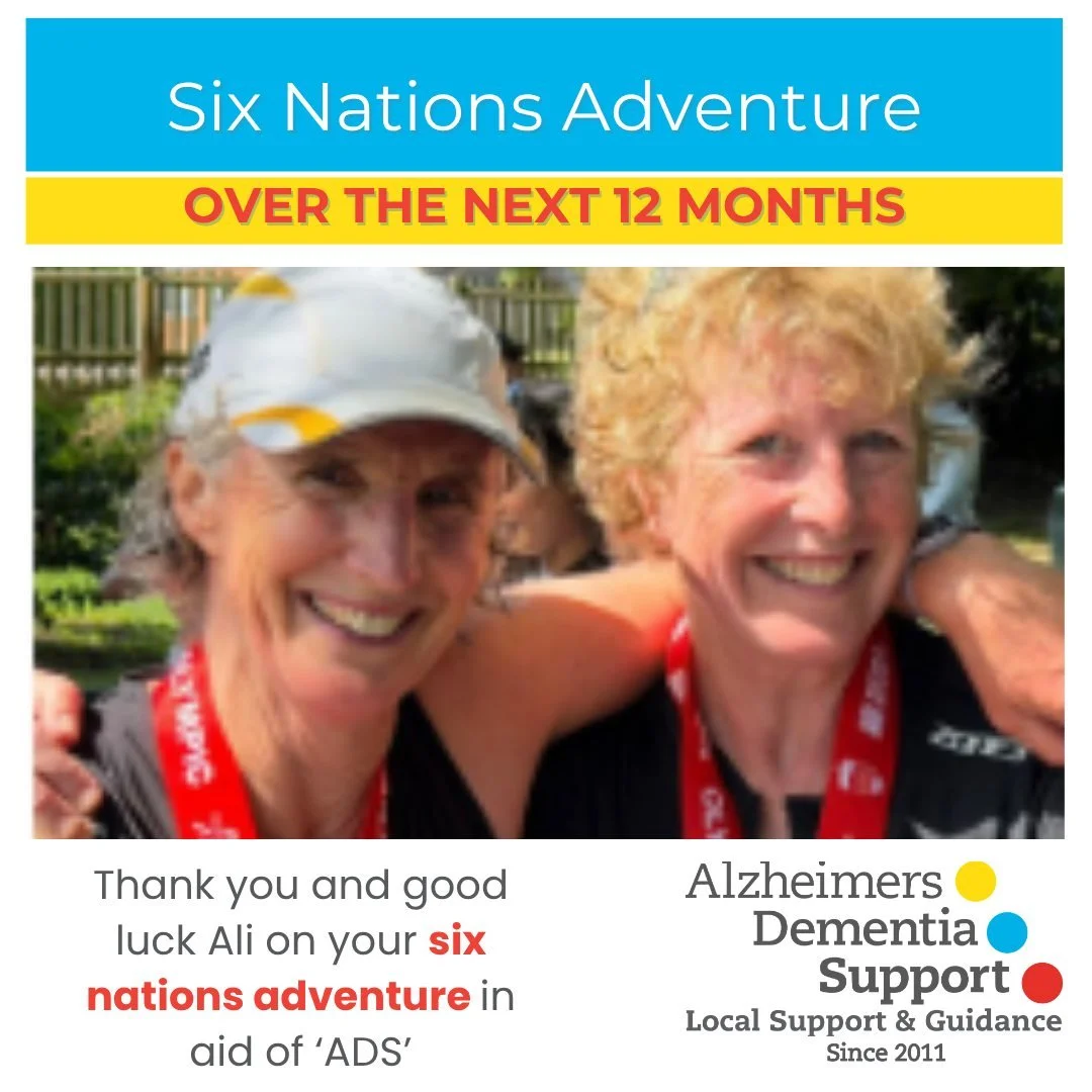 Alison Hill, a local teacher, is undertaking a Six Nations Challenge as part of her 60th birthday and doing this for her mum: " For over a decade she has courageously fought to keep her independence despite a diagnosis of Alzheimer's, sadly a fa