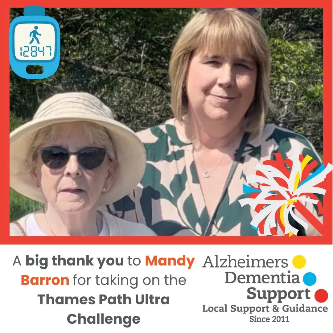 Good luck to Mandy Barron who is taking on a 13 mile walk, with the Thames Path Ultra Challenge, to raise money for 'ADS'. It's a very personal cause to her and her family, as her mother is suffering with Alzheimer's &amp; 'ADS' are giving them a lot