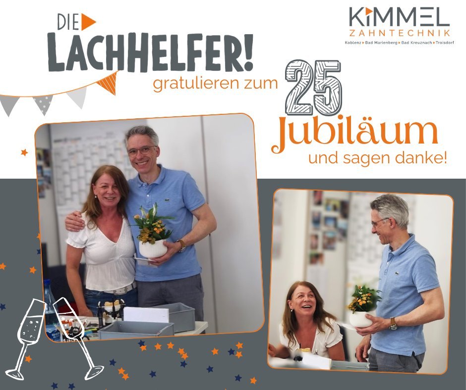 Wir feiern ein ganz besonderes Mitarbeiter-Jubil&auml;um bei der Kimmel Zahntechnik GmbH! 🎉
Seit einem Vierteljahrhundert hat Martina ihr Talent, ihre Hingabe und ihre Leidenschaft in unsere Firma eingebracht, und wir k&ouml;nnten nicht dankbarer se