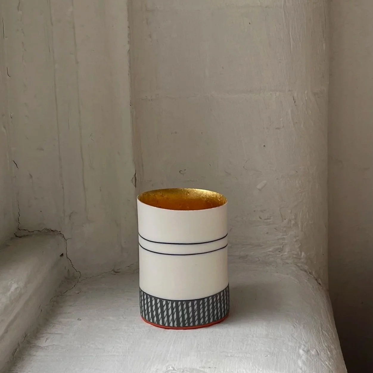 Cylinder Vessel with Gold Leaf Interior