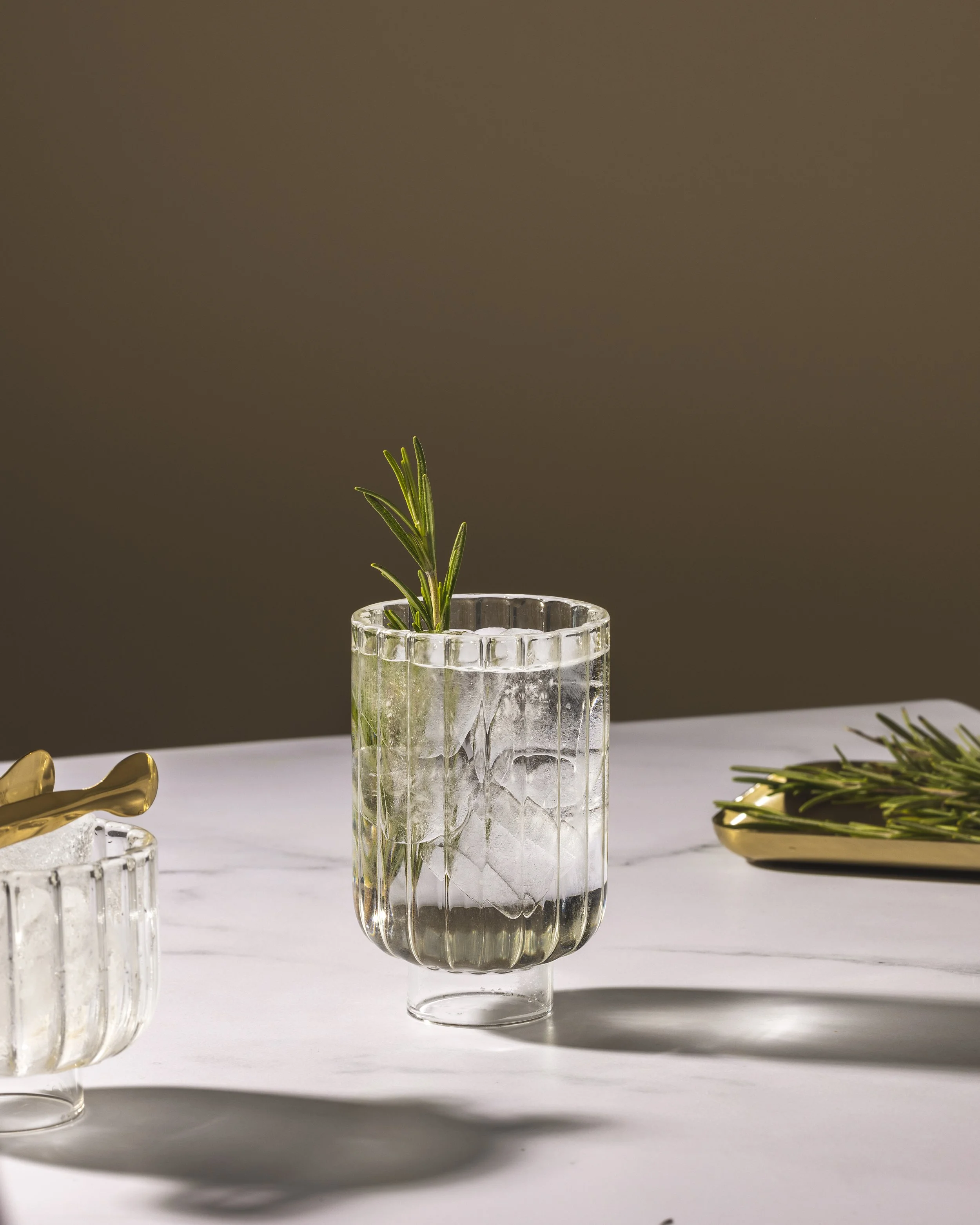 Gin tonic served in fluted glass