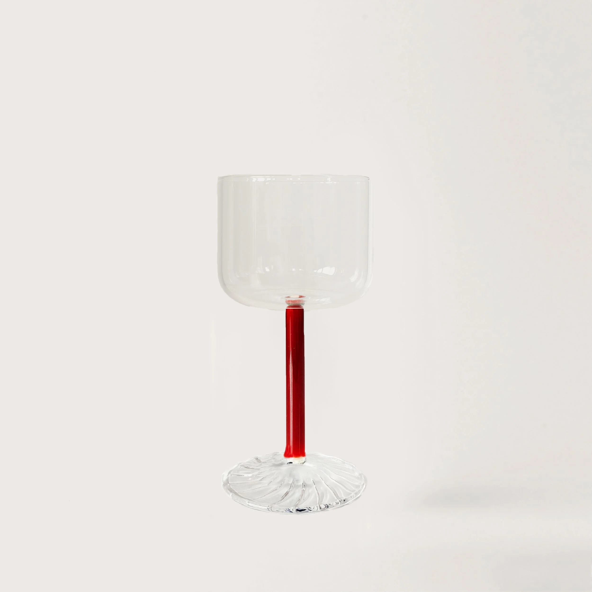 Luxury handmade wine glass with red stem