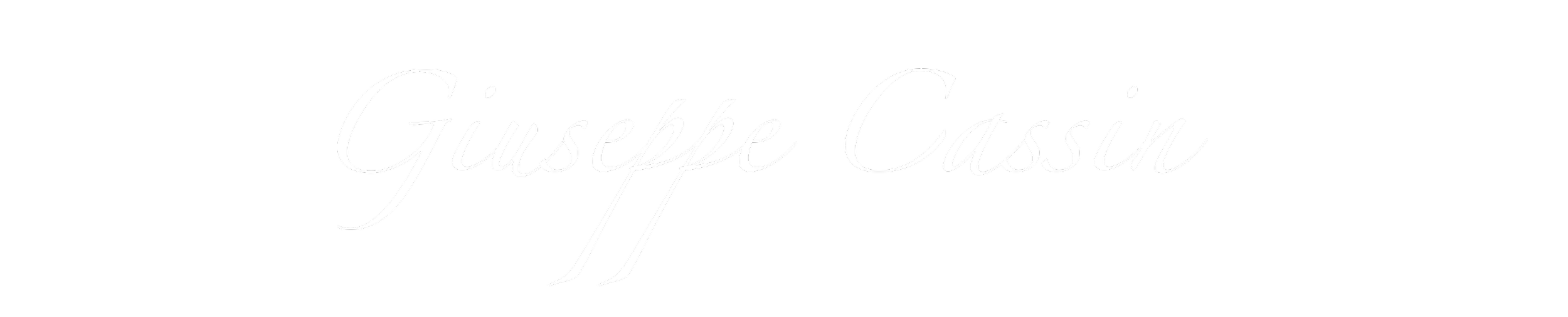 Text saying 'Giuseppe Cassin' in white cursive font on a black background