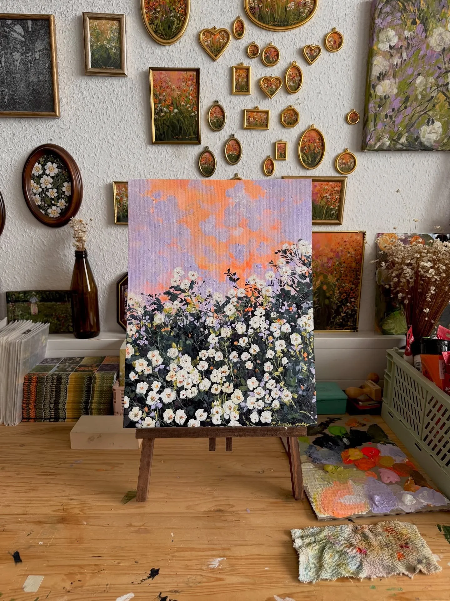 &bdquo;Rosa sempervirens V&ldquo;, 2025, mixed media on paper (acrylic, coloured pencils, neopastel oil pastels) No reference for this one I just went with it!!