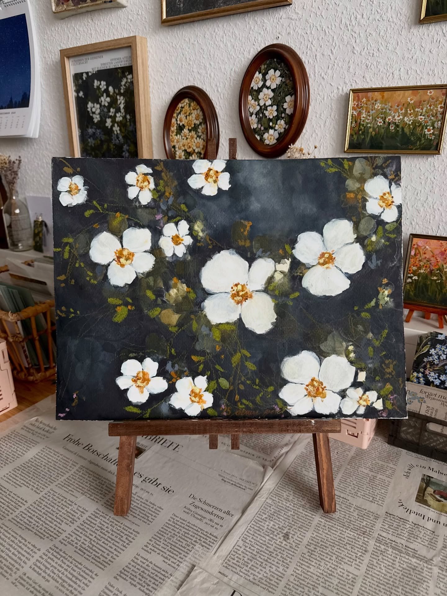 I painted something for our living room! Painted with watercolours and neocolour crayons on watercolour paper. 
I wanted to say thank you to everyone who signed up for the print club this week alone!!! I think I counted 13 new members and some even s