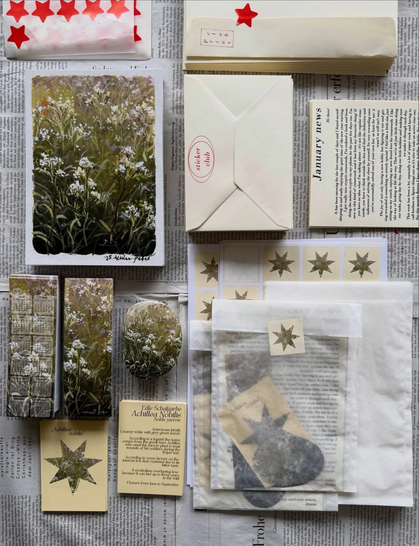 ★ January print club mail!! You can get these in the mail by signing up/ ordering until the 31st of January! 
This is my favourite so far!! I couldn&rsquo;t wait to show you everything!! This months flower is &bdquo;Achillea Nobilis&ldquo;.

Print cl