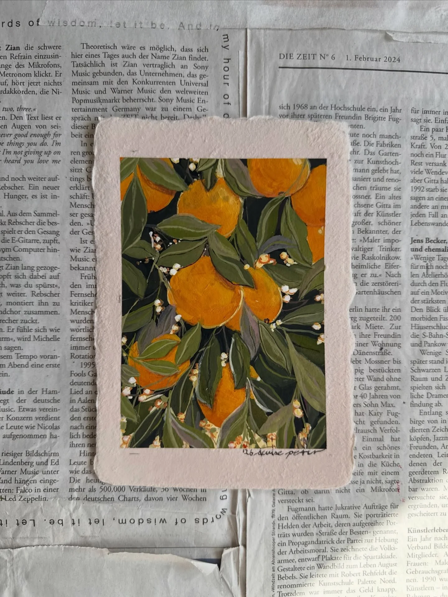 &bdquo;Citrus sinensis II&amp;III&ldquo;, gouache on handmade paper / swipe for a little surprise painting 🧡