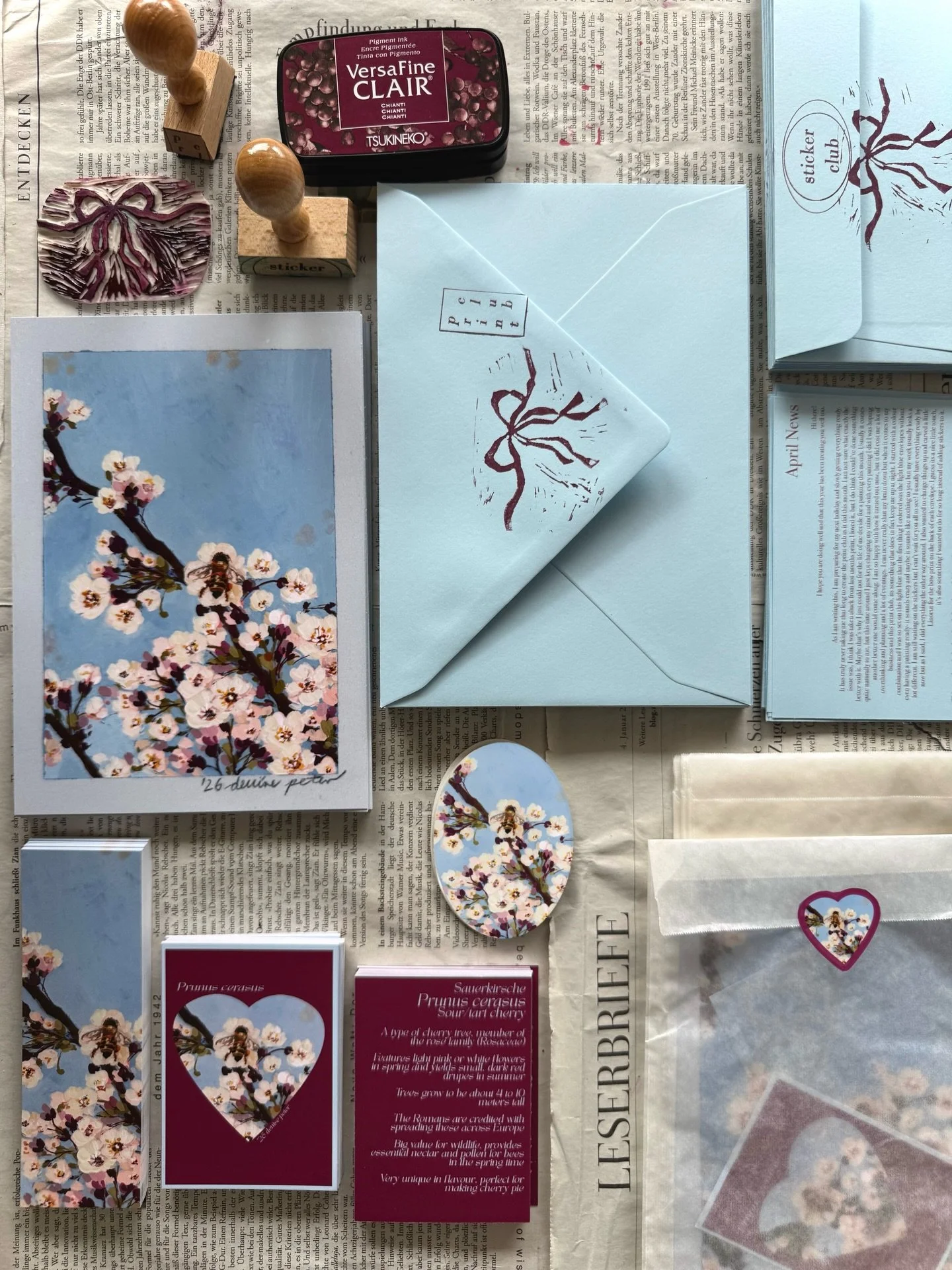 April Print Club 🍒🐝🎀 I am so happy to finally show you this letter!! You can sign up now and anytime during April to receive this letter in the mail at the beginning of next month!! 

Print club mail includes: DIN A5 sized print, bookmark, vinyl s