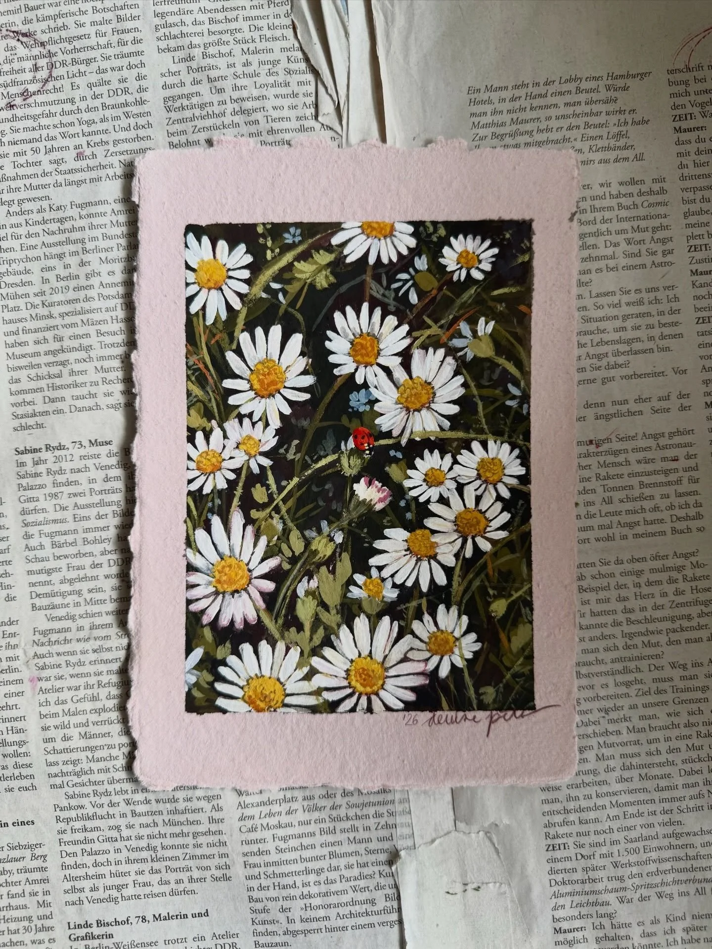 &bdquo;Bellis perennis XXXVII&ldquo;, gouache on handmade paper, as part of the Garden Collection
Reference photograph taken by @rostocks.on.tour 🧡 Danke!!!
