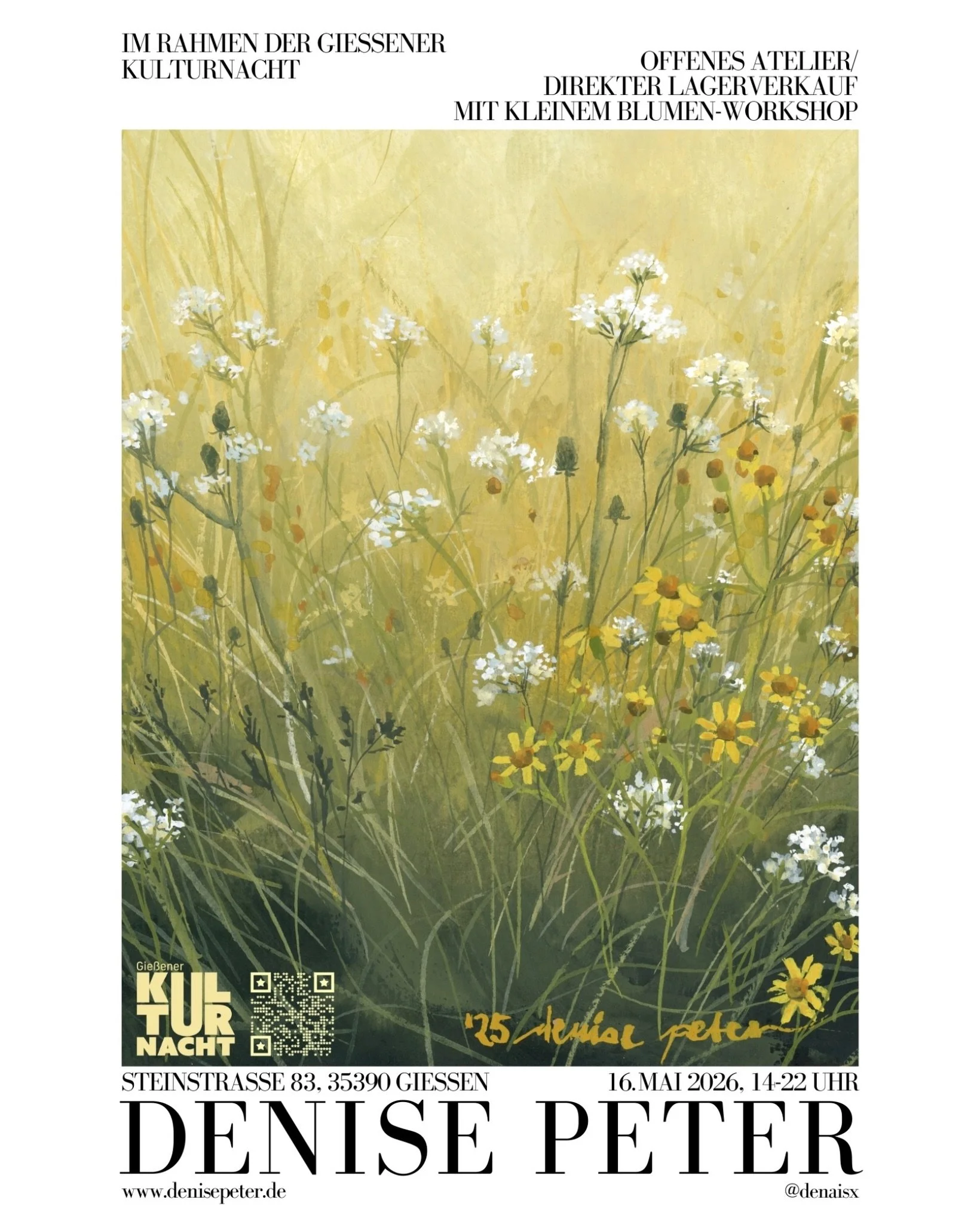 In zwei Wochen ist es wieder soweit!! Im Rahmen der Gie&szlig;ener kulturnacht &ouml;ffne ich f&uuml;r einen Tag am 16.5. mein Atelier mit direktem Lagerverkauf und einem kleinem Blumen-Workshop, bei dem jeder mitmachen kann! Freue mich sehr 💛 @gies