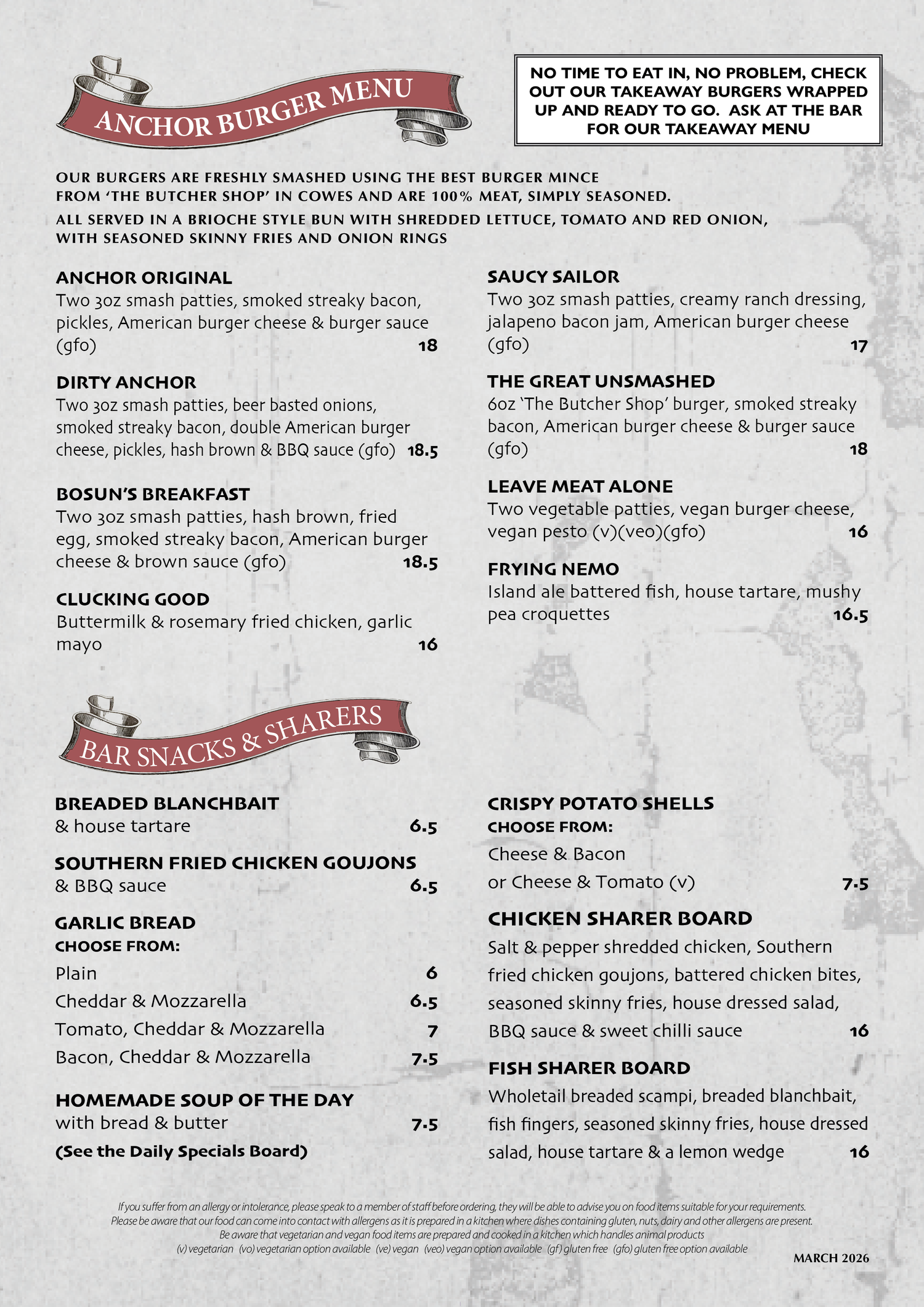 Main Menu — The ANCHOR Inn