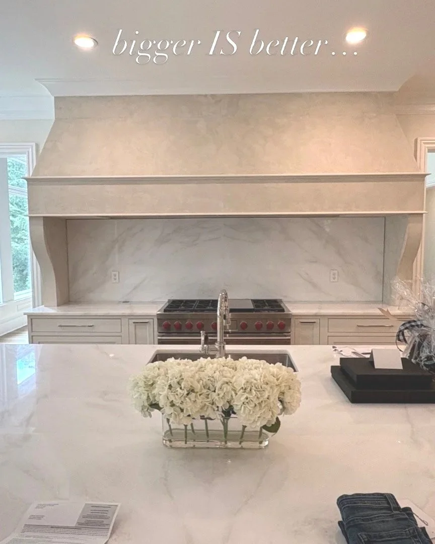Extra large Range Hood with Marmorino Plaster in Shoji White