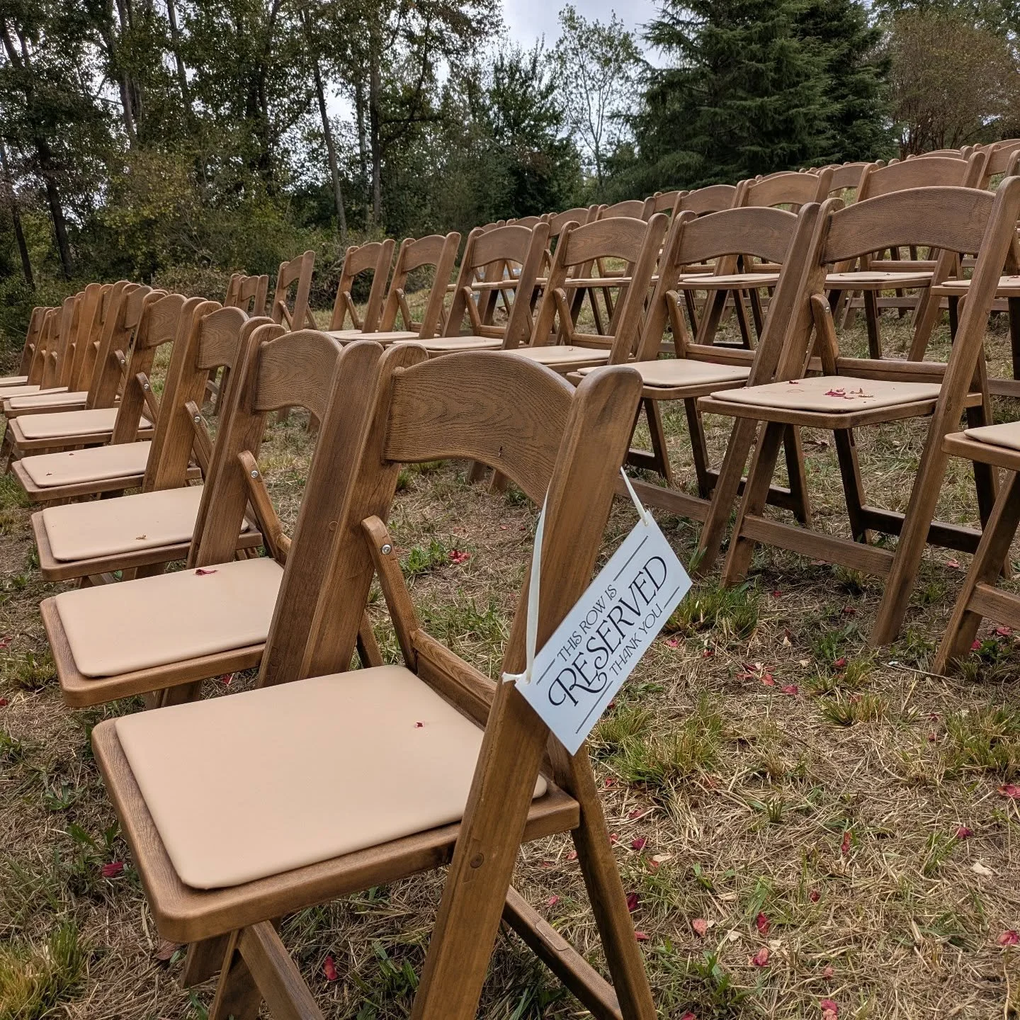 Featuring our chestnut garden chairs! Charm and rustic!