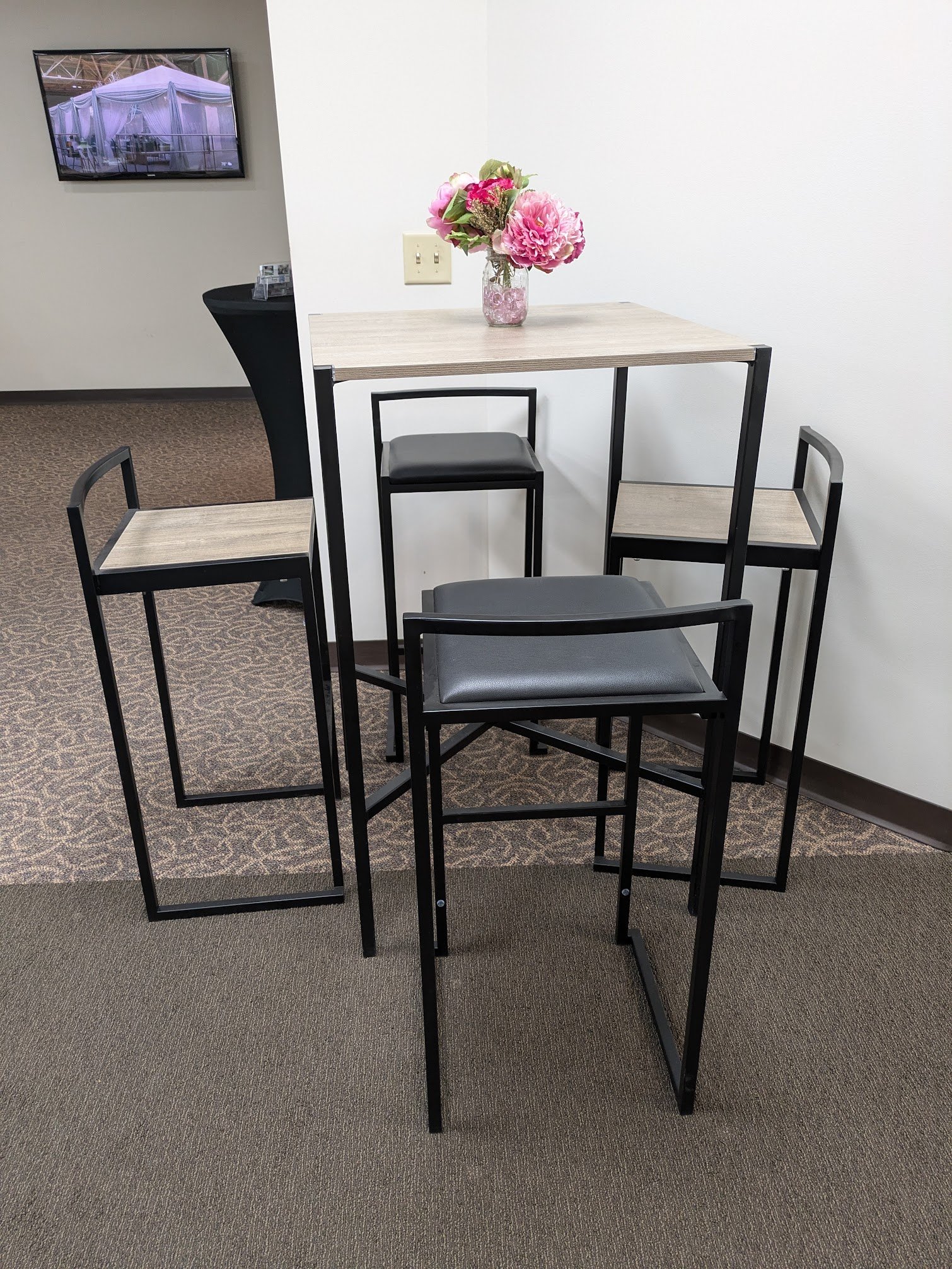 black and wood barstools rental