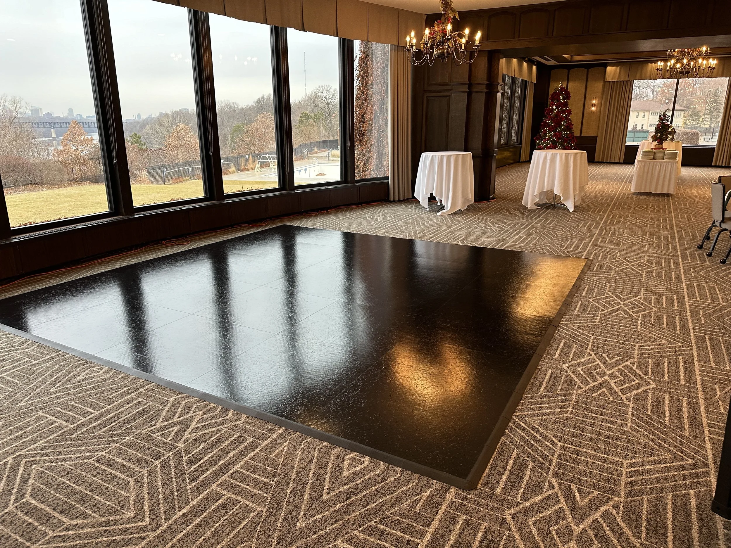 12x12 black slate dance floor indoor wedding reception