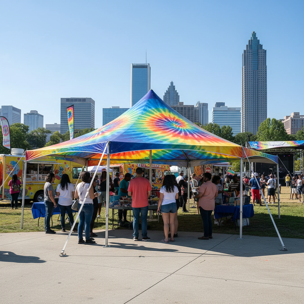Tie-dye high peak tent Atlanta festival rental