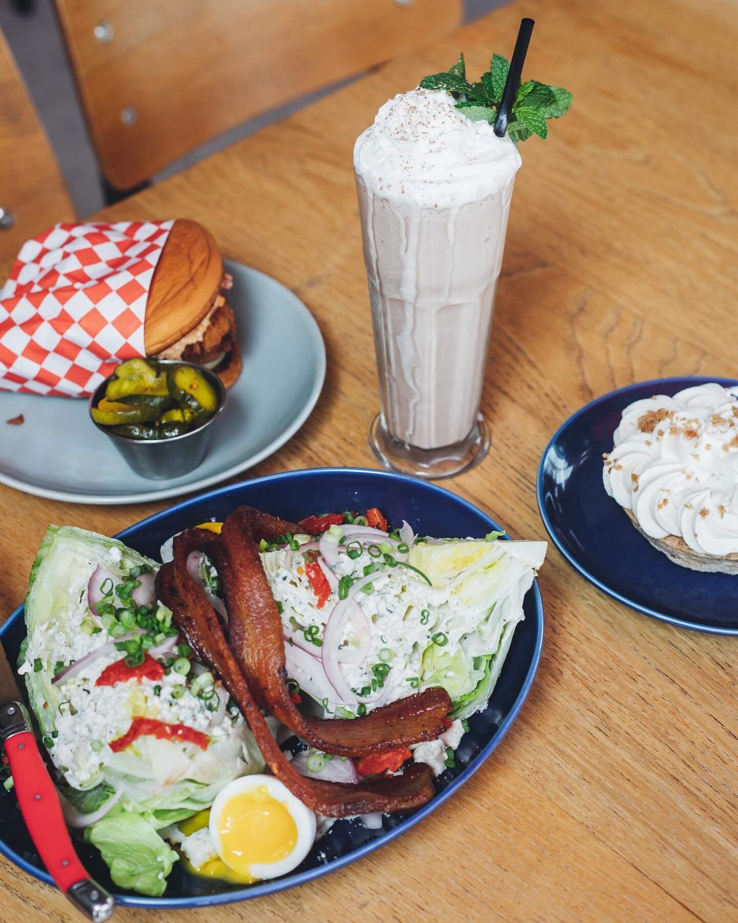 YES WEDGE 🫦🫦🥬🥓 chocolate milkshake, fried chicken sandwich and a mini pie, too, it&rsquo;s spring break