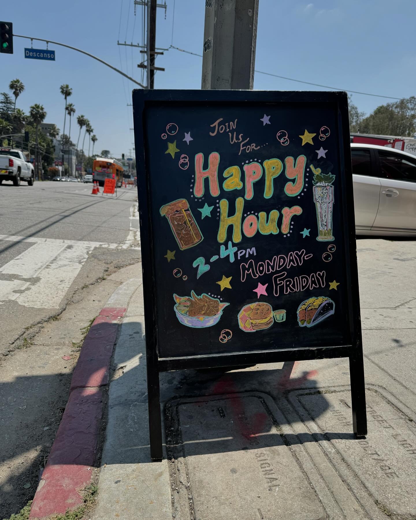 send a calendar invite to someone 😚 2-4PM HAPPY HOUR (every weekday!)

sandwich board artistry by the brilliant @trillian_ 🤩🤩🤩🤩 I mean look at that waffle sandwich and HH-only mojito with the mint boba pearls!