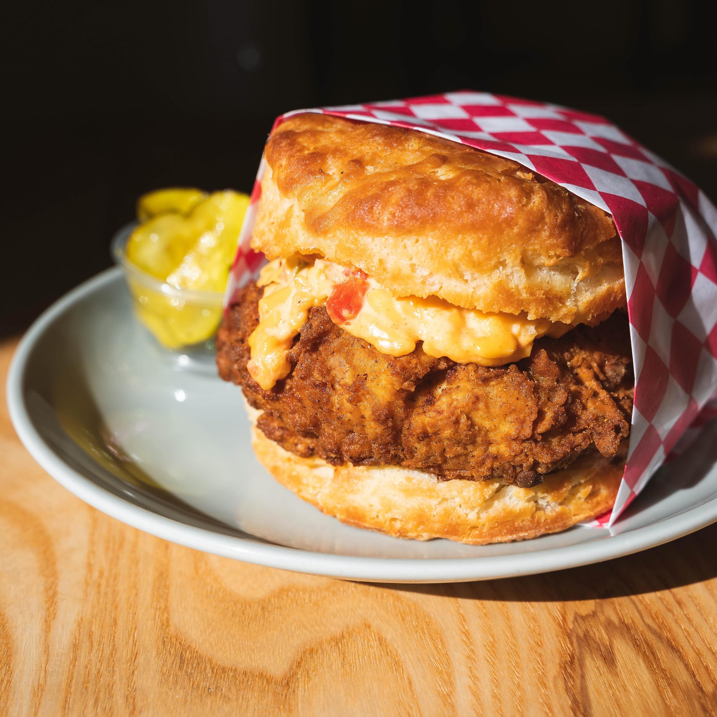 I couldn&rsquo;t stop thinking about this big chicken biscuit while I was working at @hereslookingatyoula last night 🥺 def adding pimento cheese and a side of orange tigre hot sauce &hellip;

WE&rsquo;RE OPEN MON + TUE, come recover/rejuvenate with 