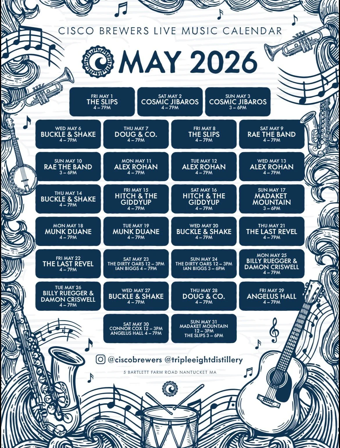 Somehow the live music at Cisco keeps getting better every year. Check the May lineup (sheesh). 
🎺 and please welcome The Last Revel Band to Cisco for the first time! 

📸 And screenshot so you can post this on your wall

#livemusic #lineup #outdoor