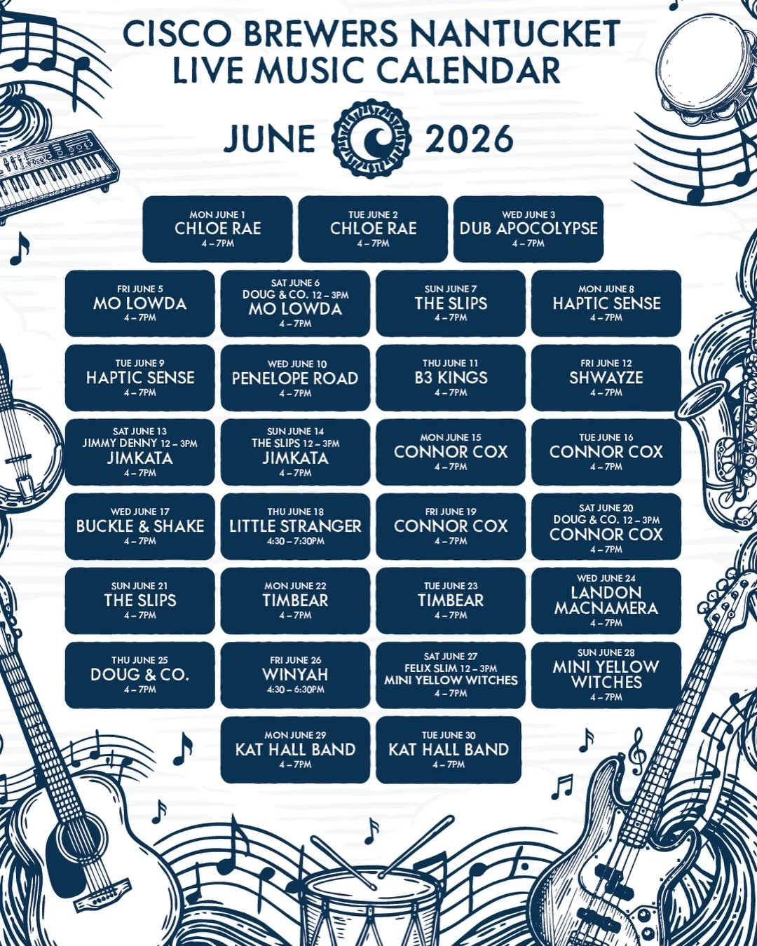 🫢 is the June Live Music schedule here to steal the throne from May? You decide. Tag your favorite band in the comments. Tag a band you have never seen before. Tag your friend with the dancing shoes. Tag your dog. So much good live music on Nantucke