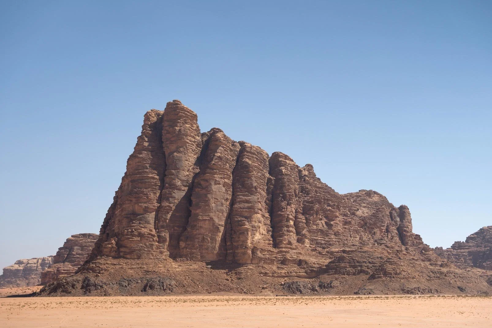 7 Pillars of Wisdom in the Wadi Rum Dessert of Jordan.