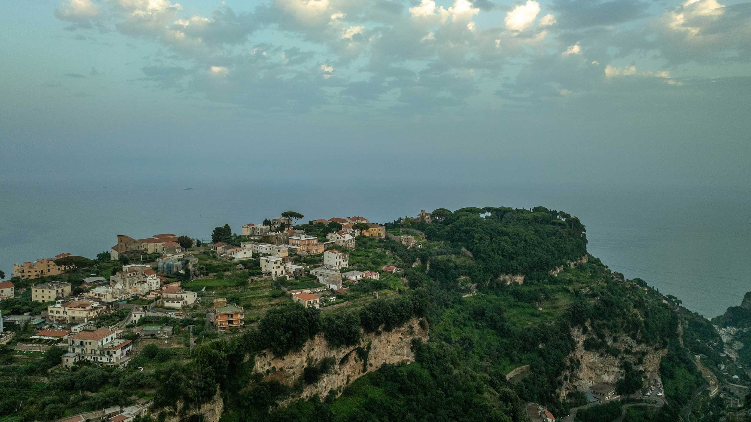 Aerial View of Ravello, Italy on the Amalfi Coast.