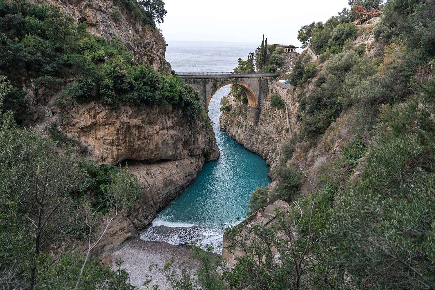 The Famous Fiordo di Furore in Furore, Italy on the Amalfi Coast.
