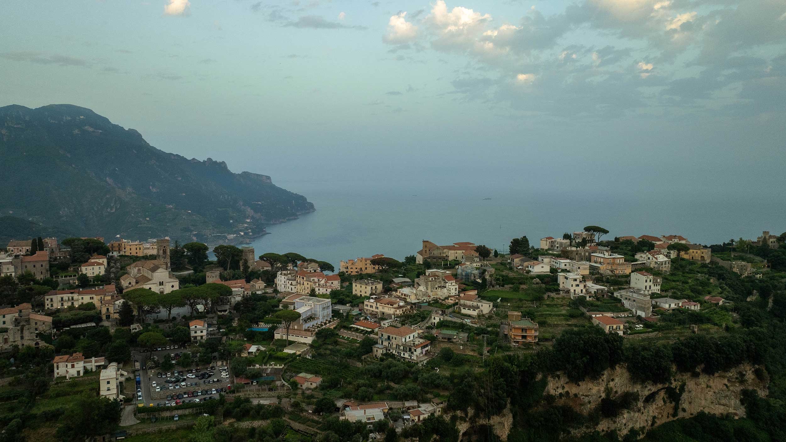 Aerial View of Ravello, Italy on the Amalfi Coast.