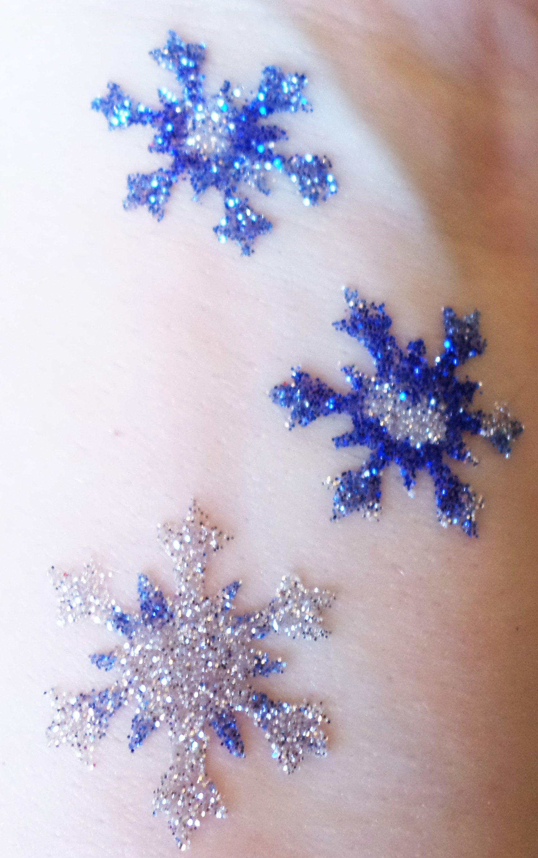 Glitter Blue and Silver Snowflake Removable Tattoos - Add Glitz to Cold  Days!