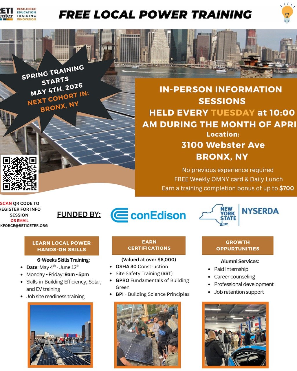 💡 Looking for a fresh start with real career opportunities?

RETI's FREE Local Power Training is designed for NYC residents ready to build skills, earn certifications, and step into growing clean energy careers &mdash; no prior experience needed.

?