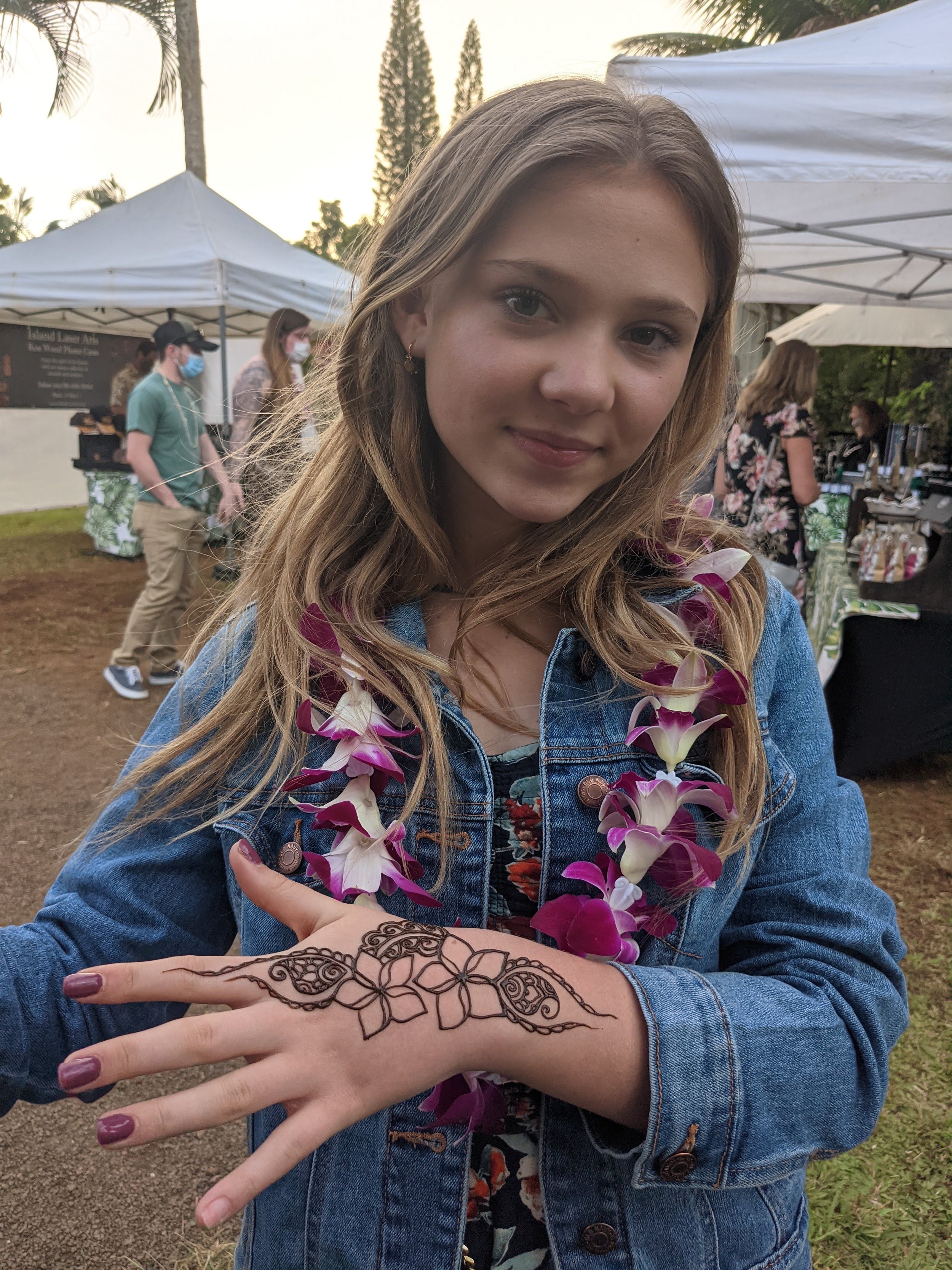  Bailey with her Lei and Hibiscus Henna 