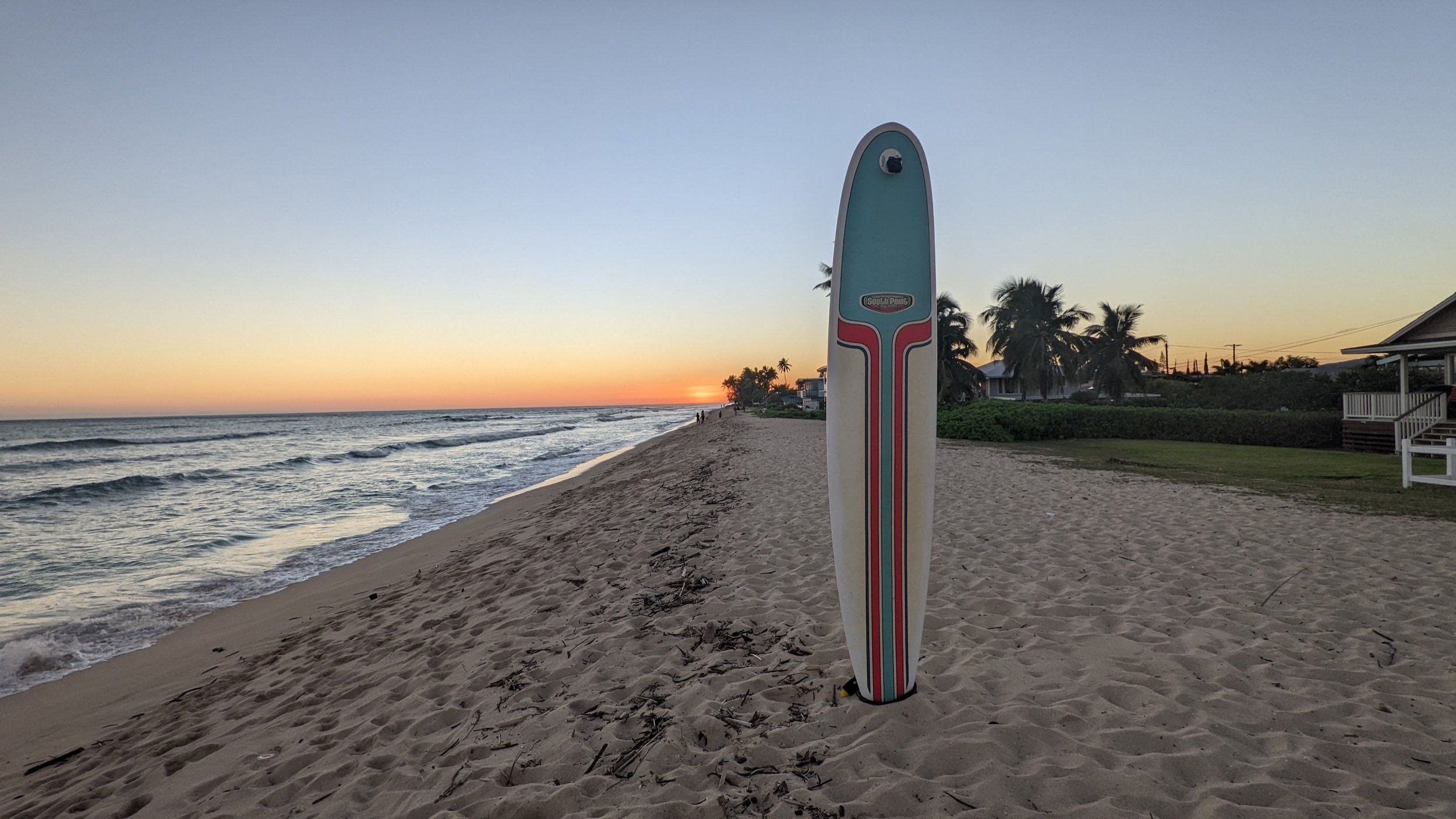  Joey’s 10’2” vintage South Point Longboard at an Ewa Sunset 